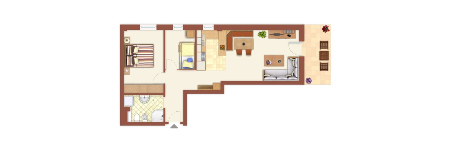 Pianta dell'appartamento vacanze, il chalet panorama, al hubertus Fiè allo Sciliar - Alto Adige