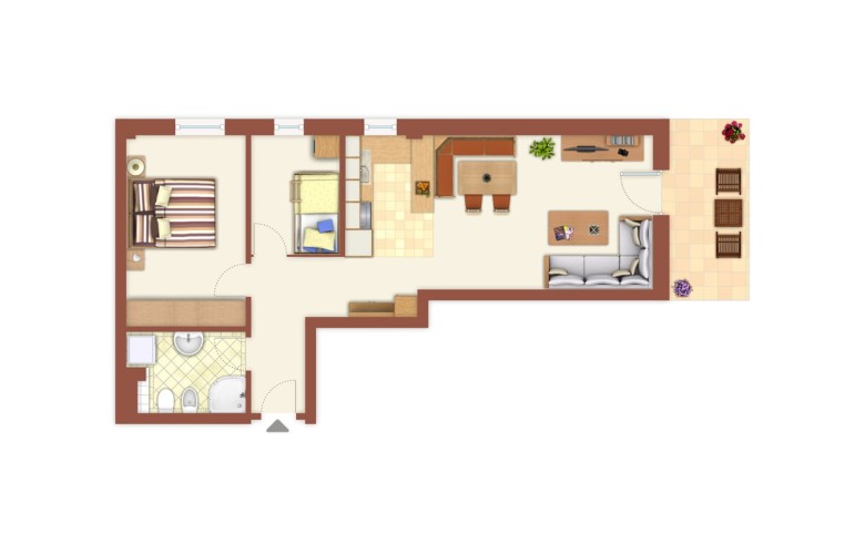 Grundriss Ferienwohnung Chalet Panorama vom hubertus in Völs am Schlern – Südtirol