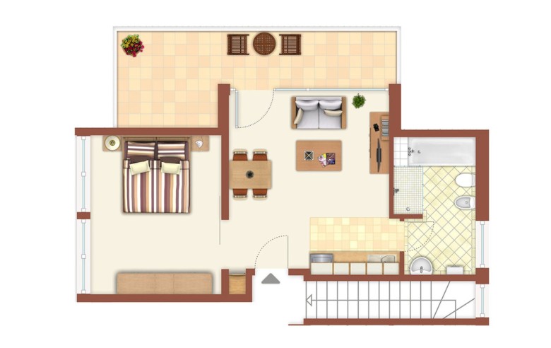 Grundriss Ferienwohnung deluxe vom hubertus in Völs am Schlern – Südtirol