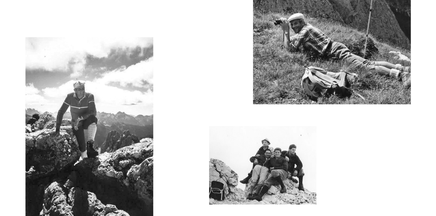 Das Bild zeigt drei alte Bilder mit dem Gründer vom Hotel hubertus.