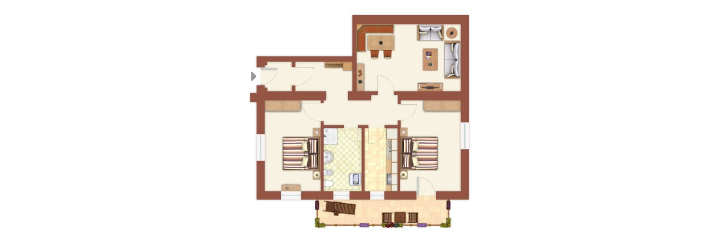 Pianta dell'appartamento vacanze hubertus per famiglie a Fiè allo Sciliar - Alto Adige